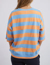 Mazie Block Stripe Sweat - Azure and Mango Stripe