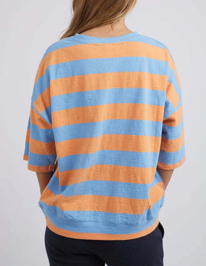 Mazie Block Stripe Sweat - Azure and Mango Stripe