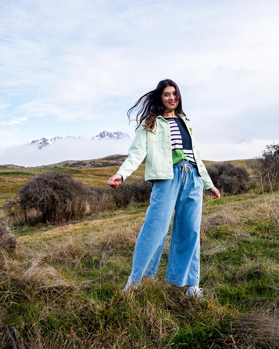 Greta  Wide Leg Pant / Mid Blue
