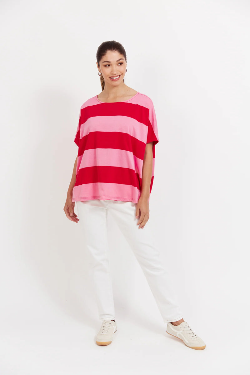 Jardin Stripe TShirt - Garnet