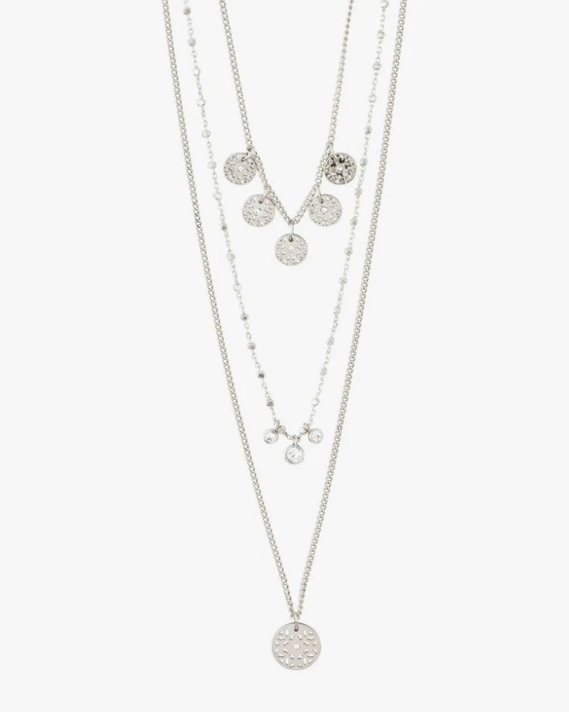 Carol Layered Necklace 3-in-1 - Silver Plated Crystal