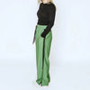 Indiana Wide Leg Pants / Dill With Black stripe