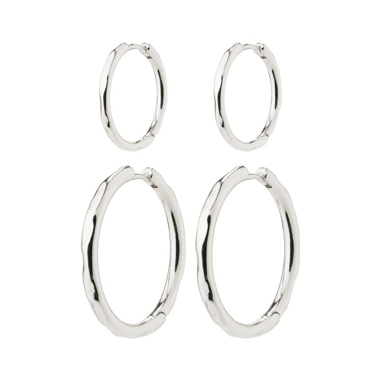 Eve Hoop Earrings 2-In-1 Set - Silver Plated