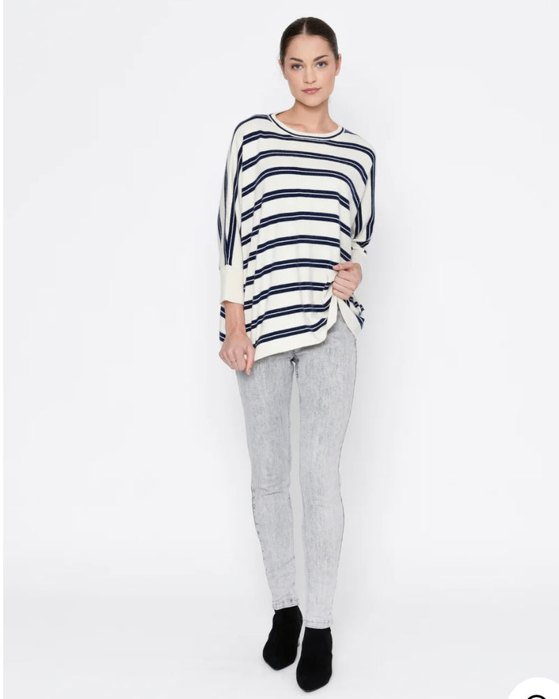 Lyric Top / Ivory Navy Stripe