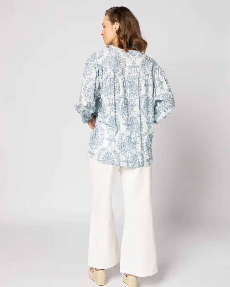 Bloom Blouse - Blue Damask