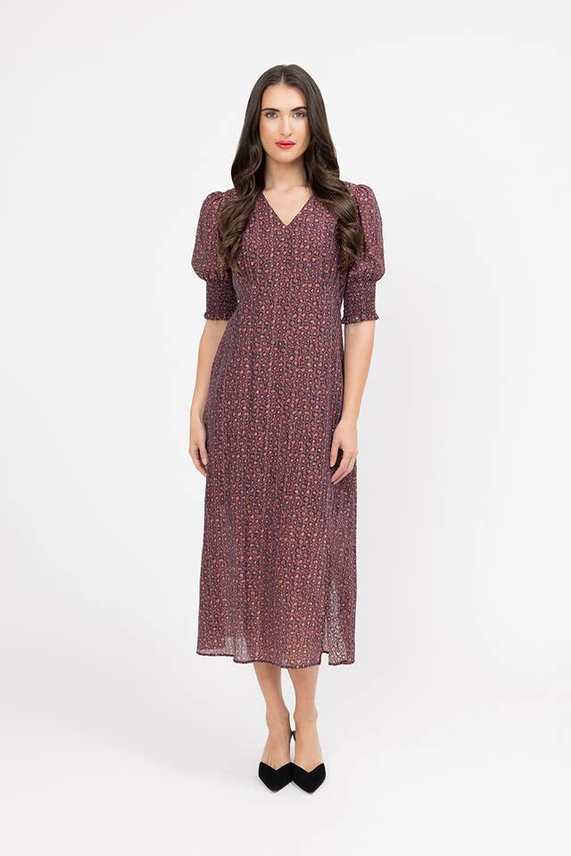 Florence Dress / Merlot Jaquard Stripe