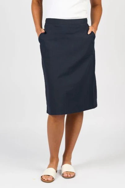 Flat Front Pull On Skirt - Ink