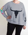 Montana Steer Print Sweat / Black Stripe