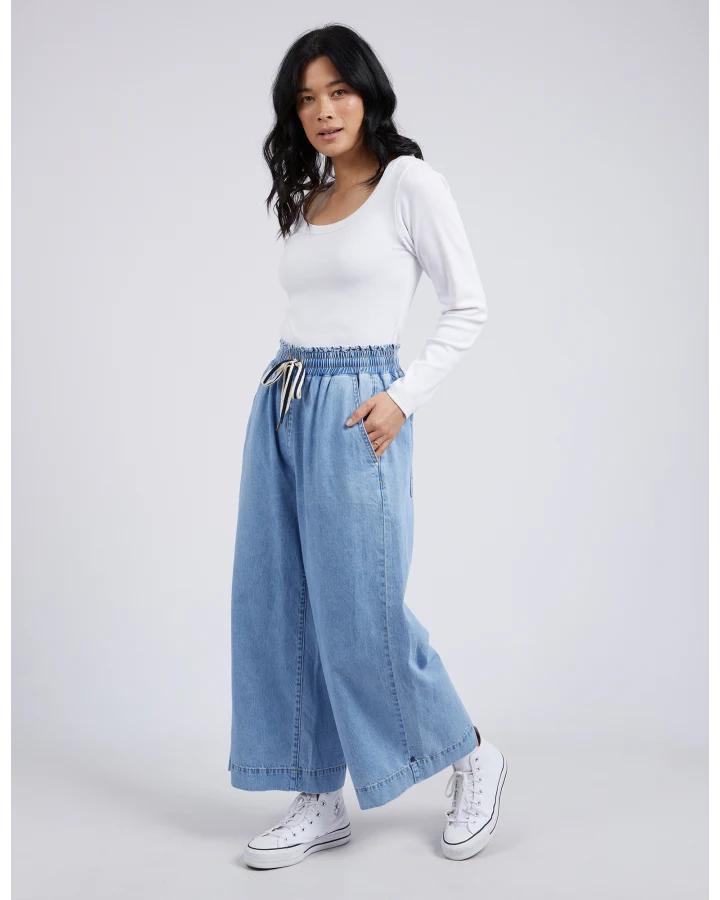 Greta  Wide Leg Pant / Mid Blue