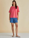 Relax Boxy Tee / Pink Red Stripe