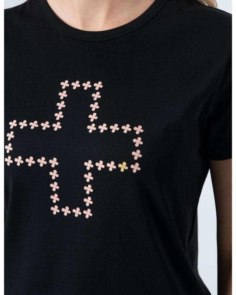 T-Shirt Black Antique Rose Cross