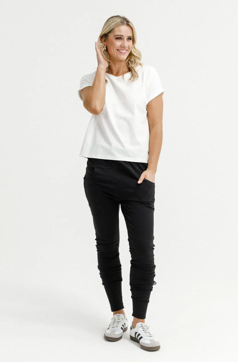 Apartment Pants Winter Weight  - Black w White X Outline