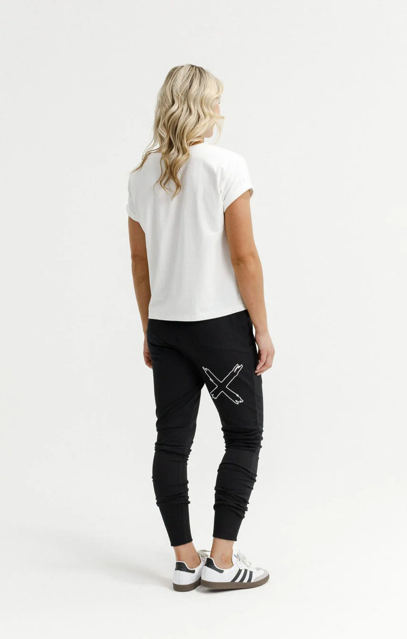 Apartment Pants Winter Weight  - Black w White X Outline