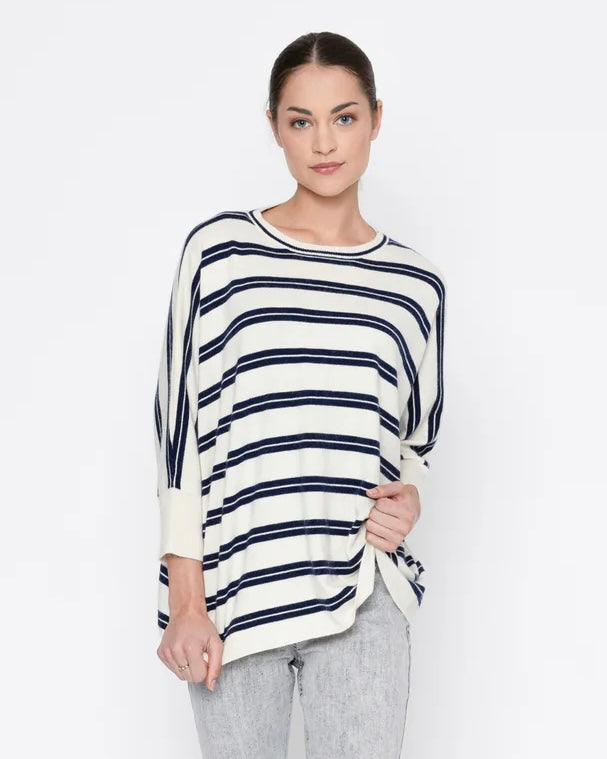 Lyric Top / Ivory Navy Stripe