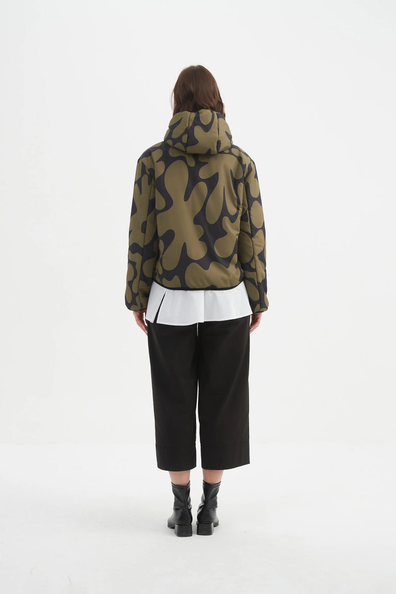 Reversible Print Puffer Jacket - Moss/Black Blot Print