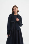 Zip Collar Cardigan - Navy