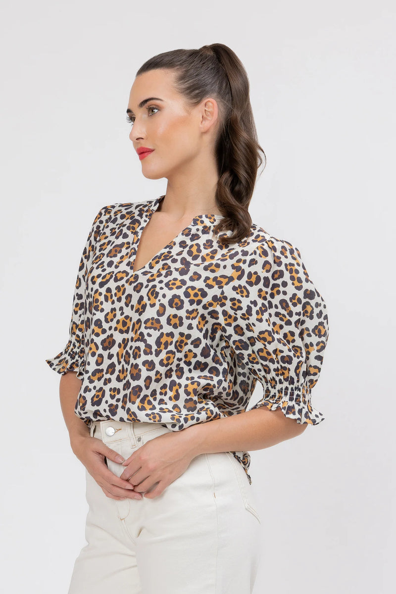 Relaxed Butterfly Top / Latte Leopard