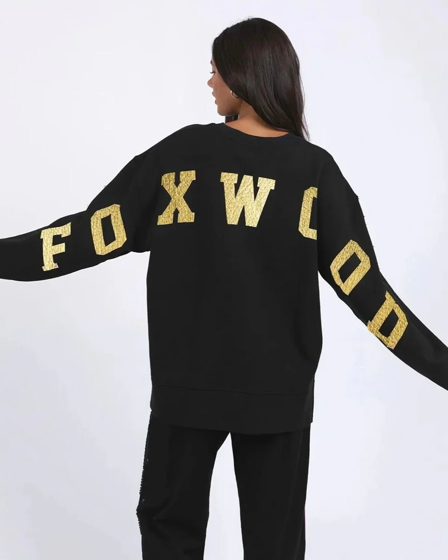 Metallic Interval Crew / Black With Gold