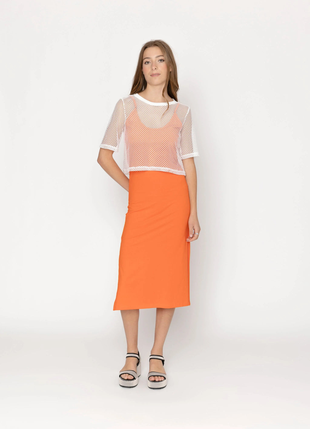 Arrow Mesh Top - White