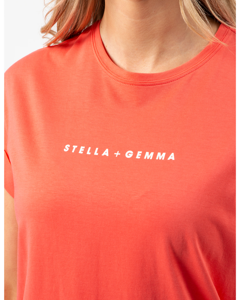 Cuff Sleeve Tee Shirt / Coral S+ G Logo