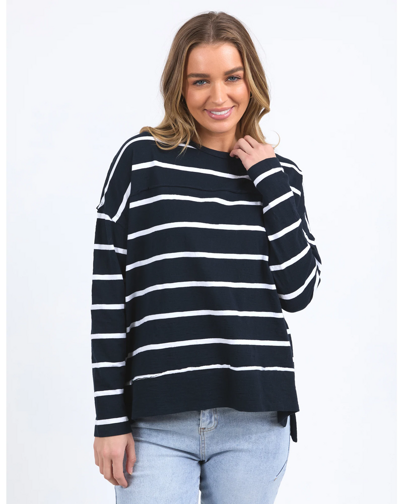 Jayne Stripe Throw on Top / Navy