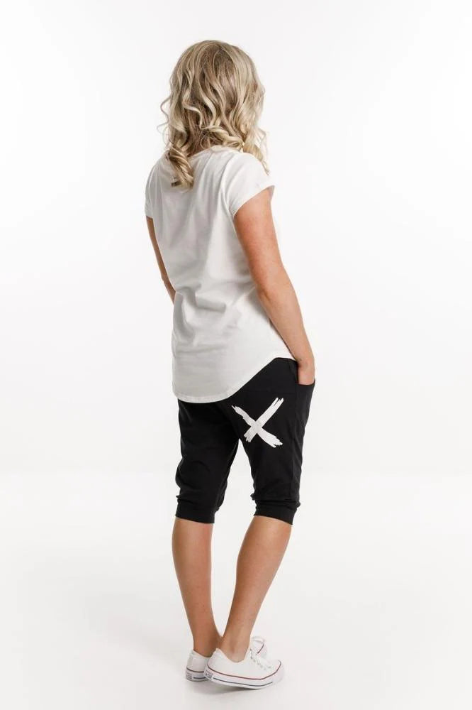 3/4 Apartment Pants /Black With  White X