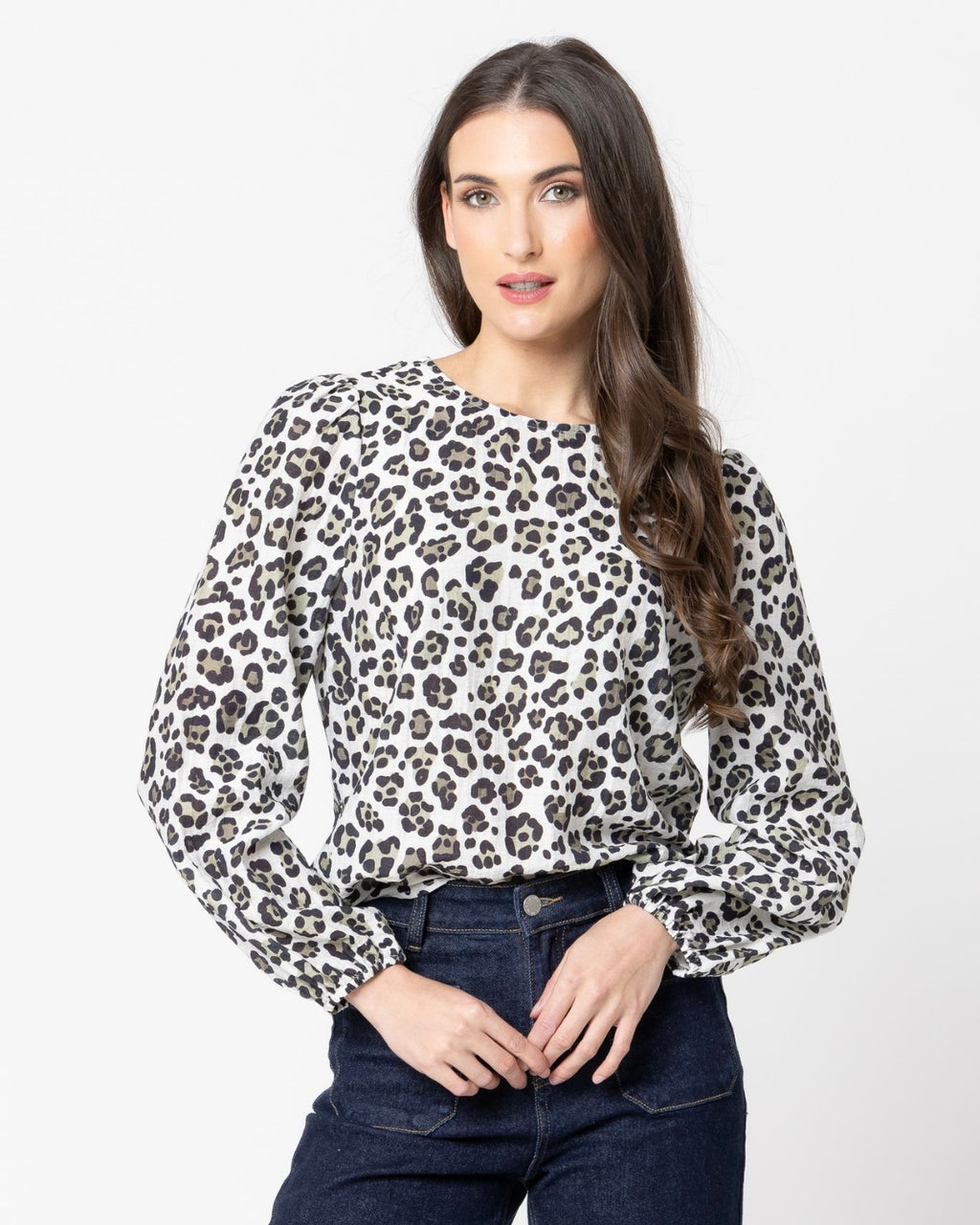 Gratitude Top - Sage Leopard