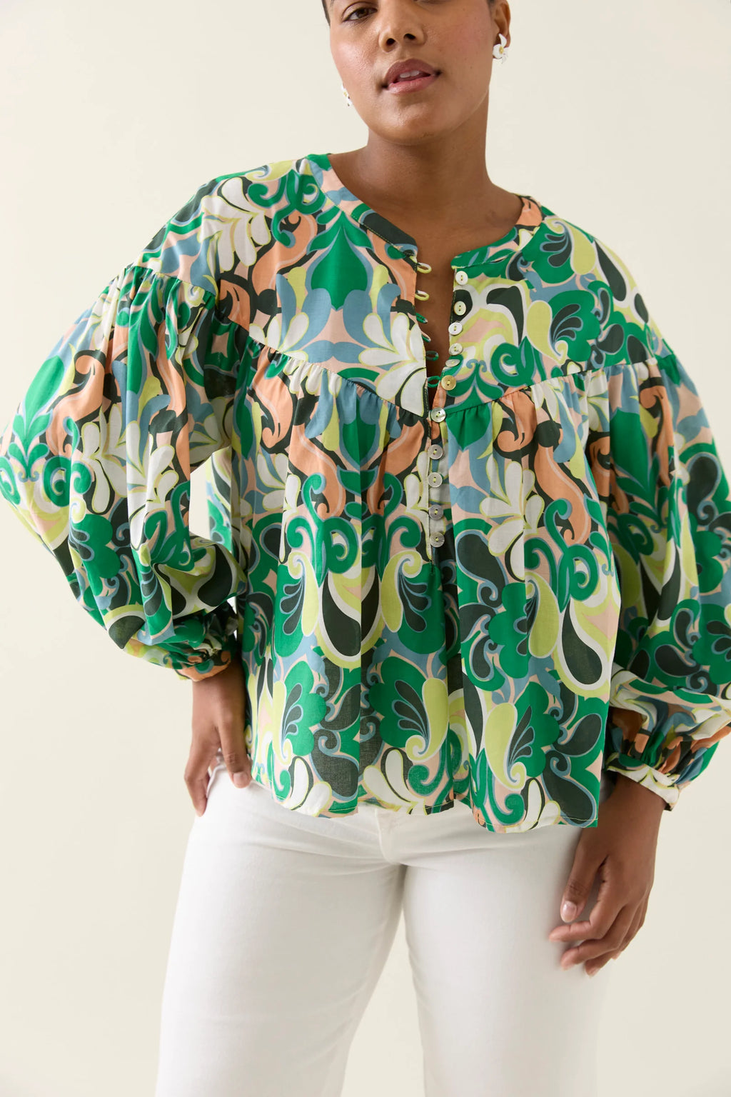 Aurora Button Blouse - Paisley