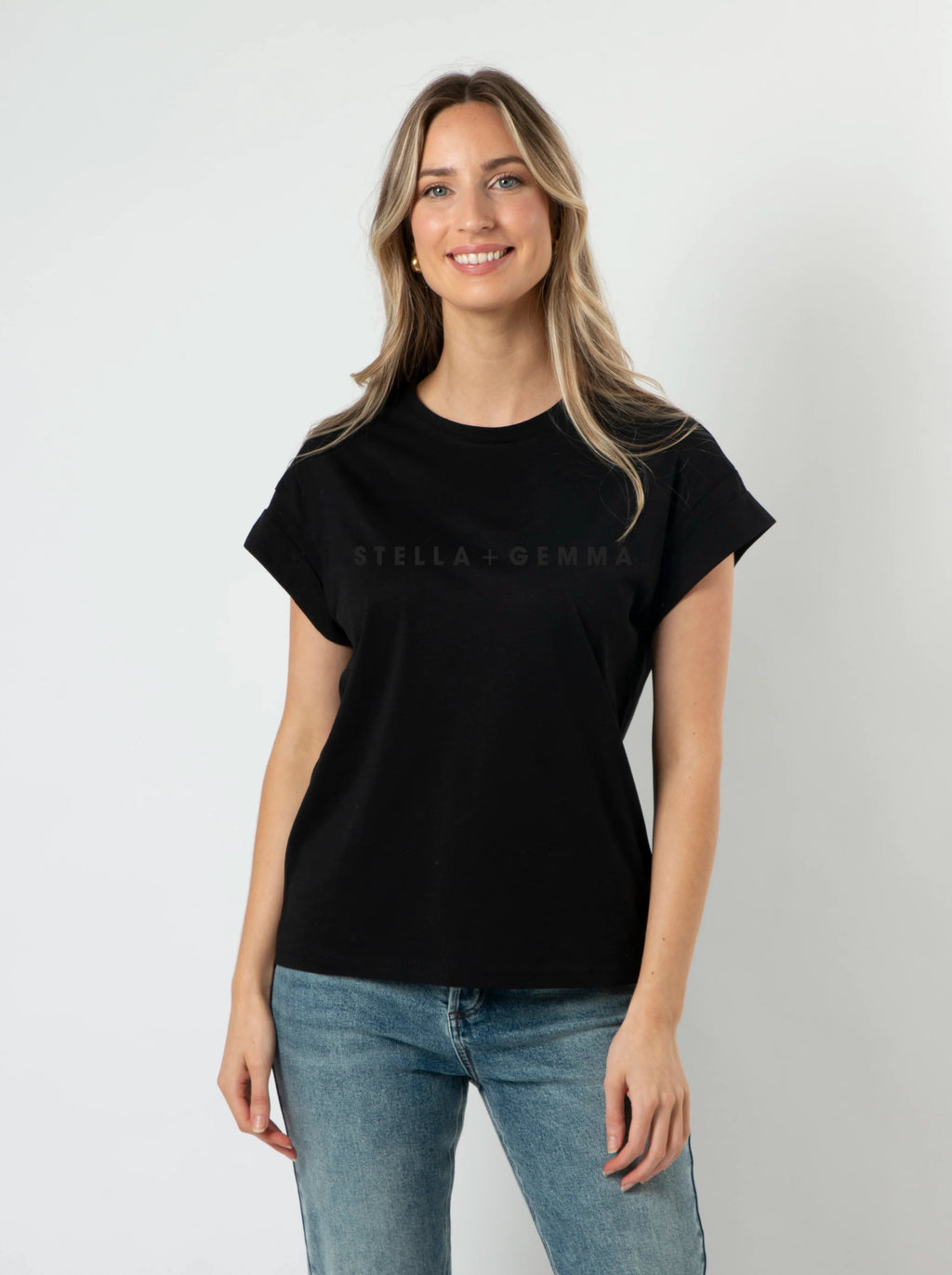 Cuff Sleeve Tee Shirt / Black