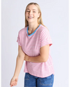 Jarrah Stripe S/S Tee / Geranium Pink & White Stripe / Azure