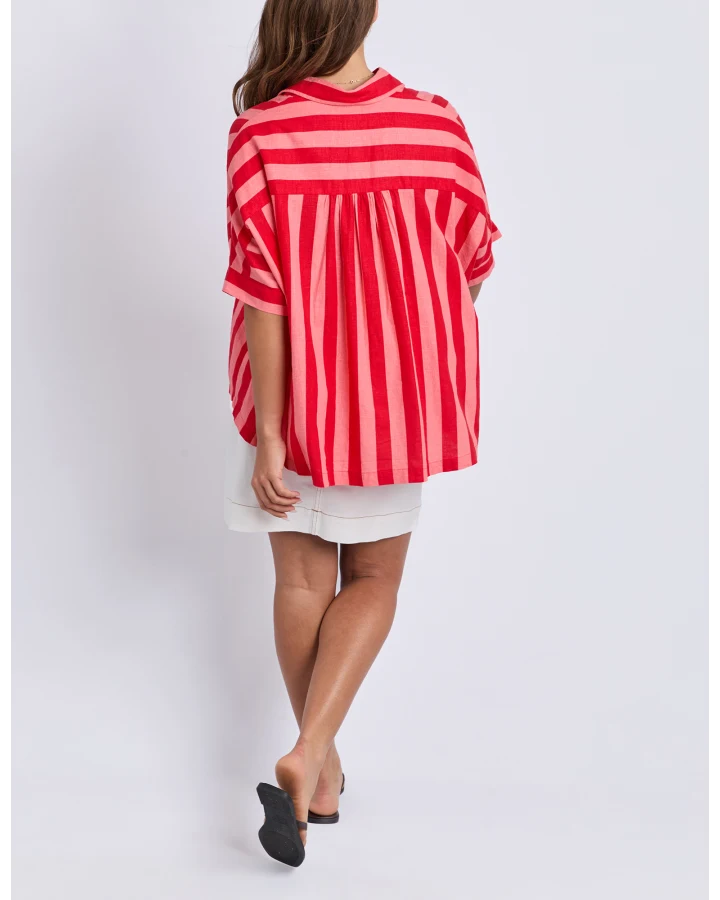 Palermo Stripe Shirt / Poppy