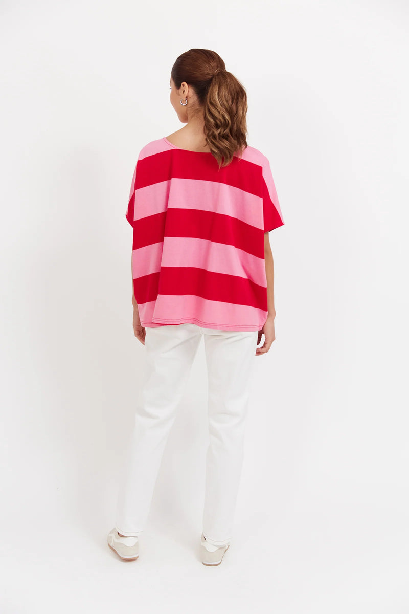 Jardin Stripe TShirt - Garnet