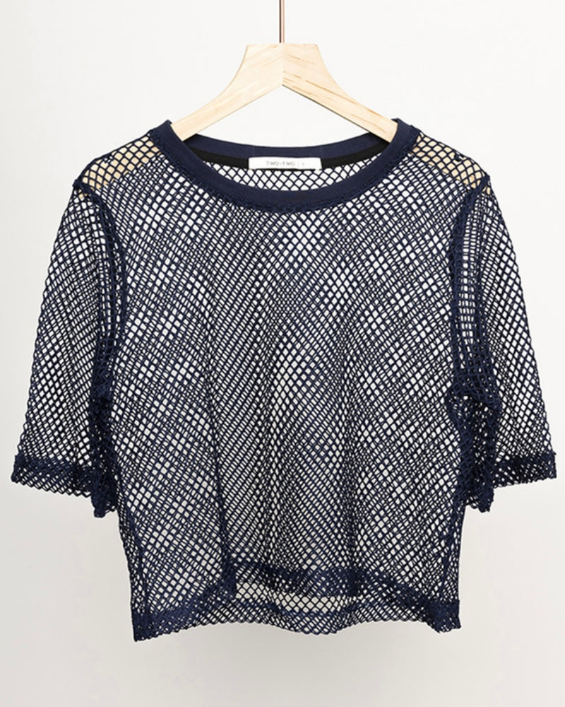 Arrow Mesh Top - Black