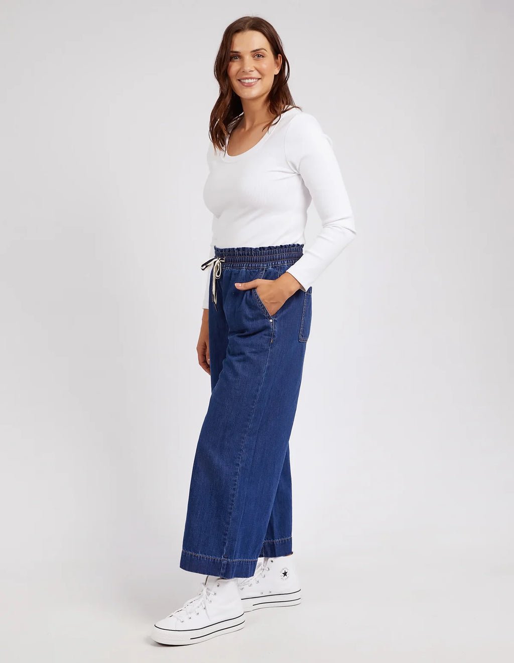 Greta Wide Leg Pant /  Dark Blue Wash