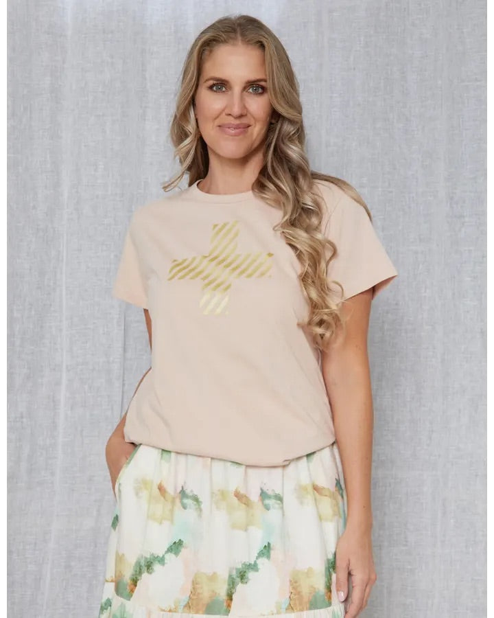 Ace Tee /  Blush Gold Cross