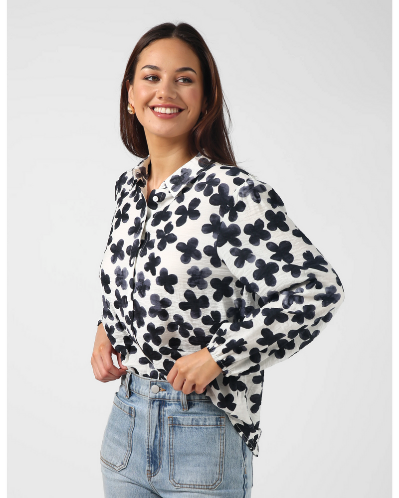 Charlotte Shirt - Navy Flower