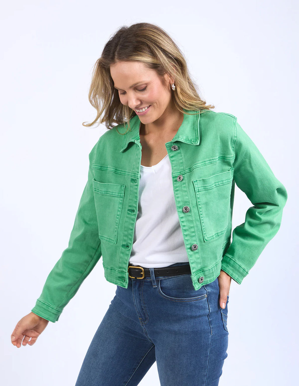 Hazel Denim Jacket / Green Briar