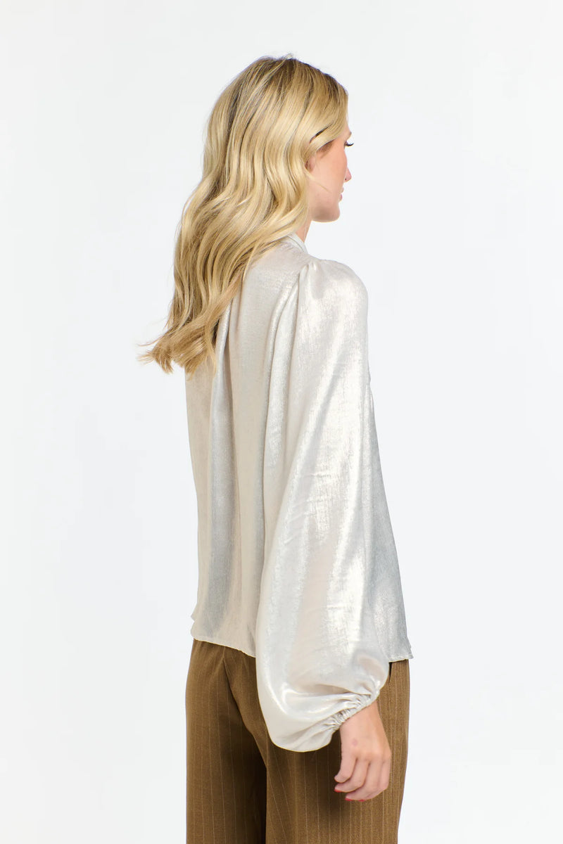 Summer Pussy Bow Top/ Champagne