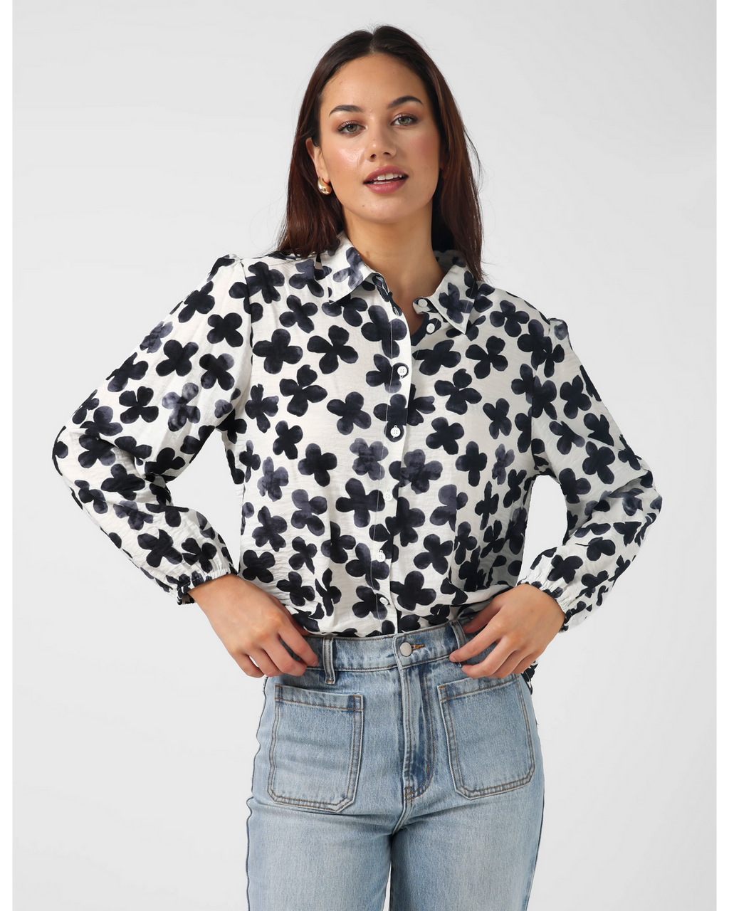 Charlotte Shirt - Navy Flower