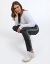 Margo Jogger w Side Tape - Navy with Khaki Tape