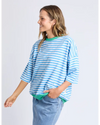 Mazie Stripe Ringer Sweat / Azure & White Stripe