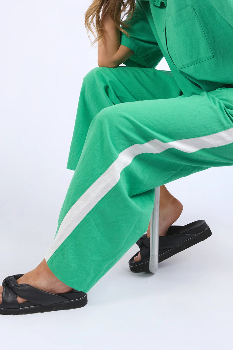 Frances Stripe Pant - Green Briar