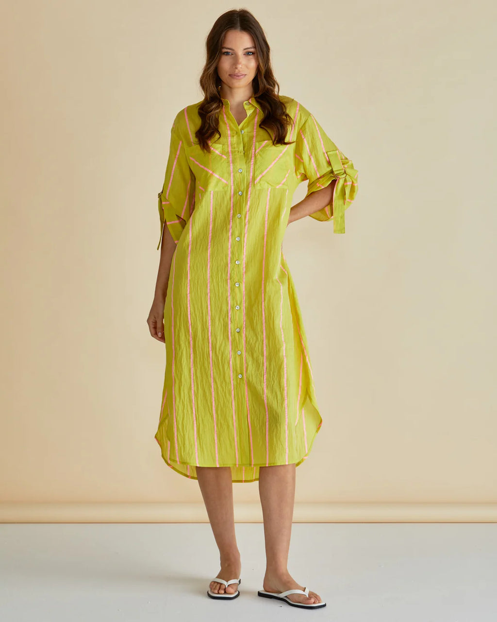 Hayman Shirt Dress / Yellow /Pink Stripe