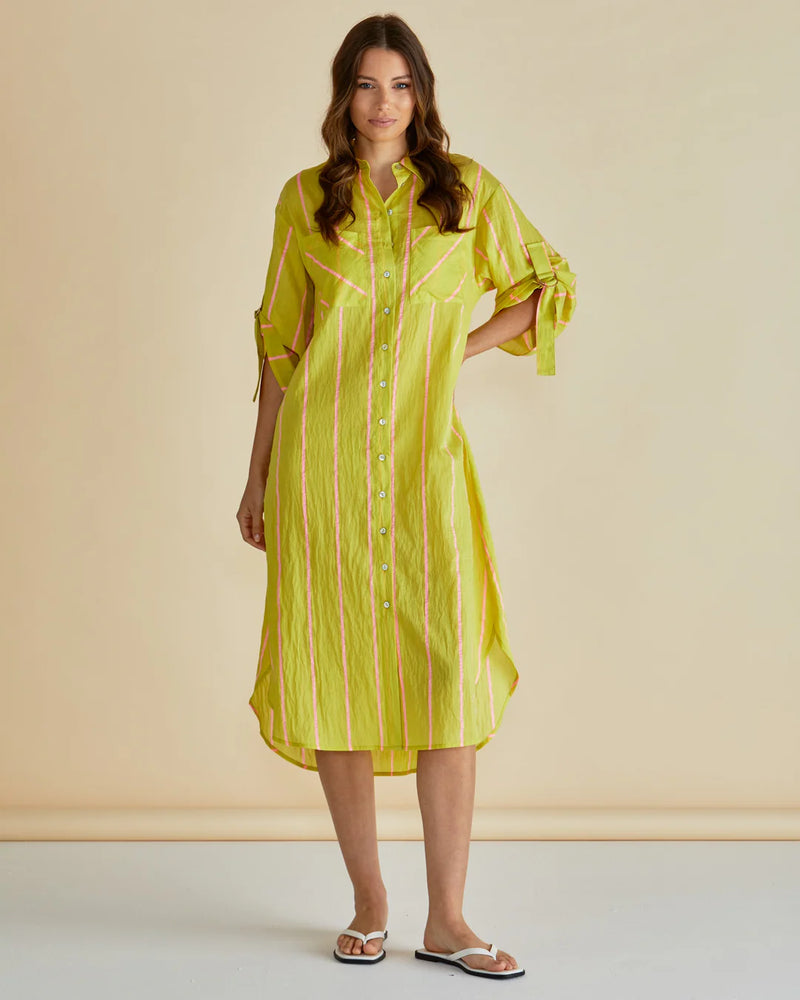 Hayman Shirt Dress / Yellow /Pink Stripe