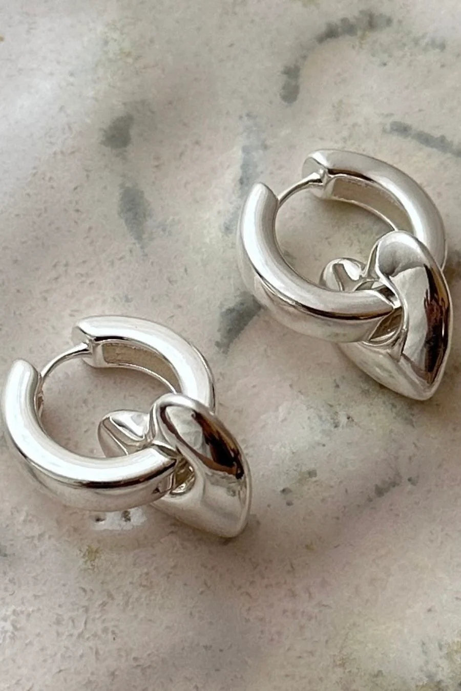 Iokaste Recycled Chunky Hoops - Silver Plated