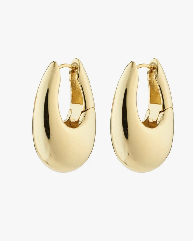 Autumn Chunky Retro Hoop Earrings - Gold Plated