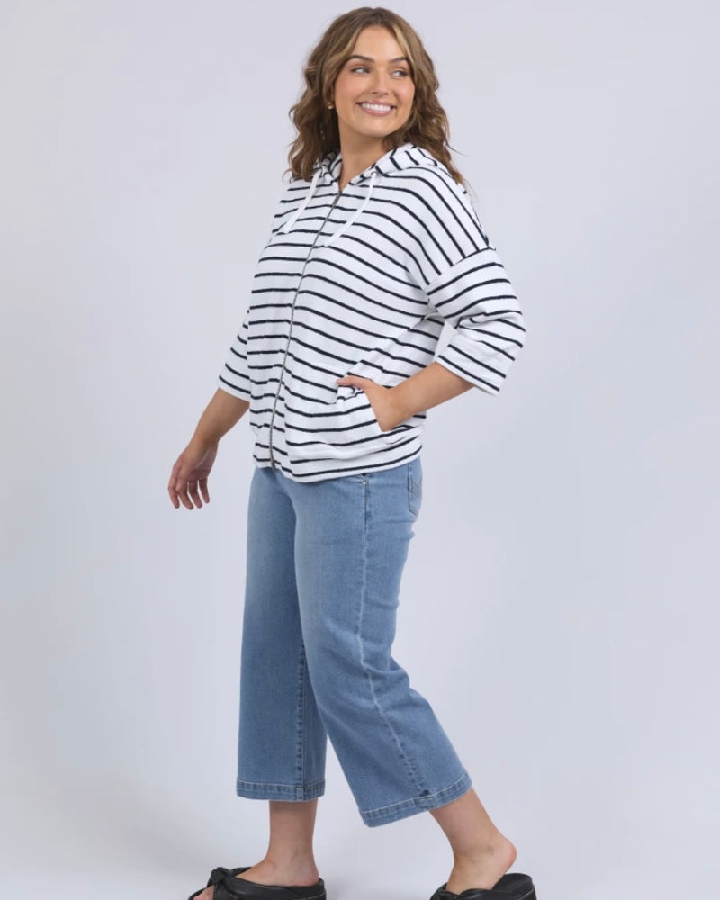 Beachy Hoodie Stripe / White