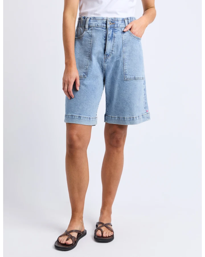 Atlas Long Denim Short / Mid Blue Wash