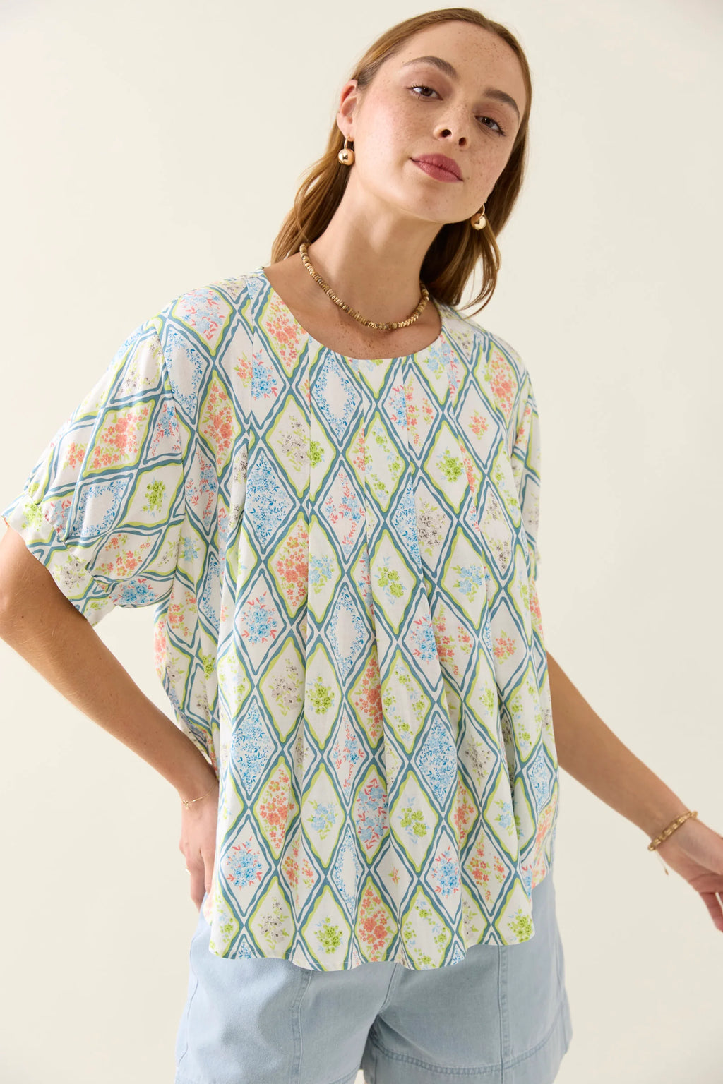 Ingrid Pleat Top / Tile