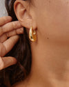 Autumn Chunky Retro Hoop Earrings - Gold Plated